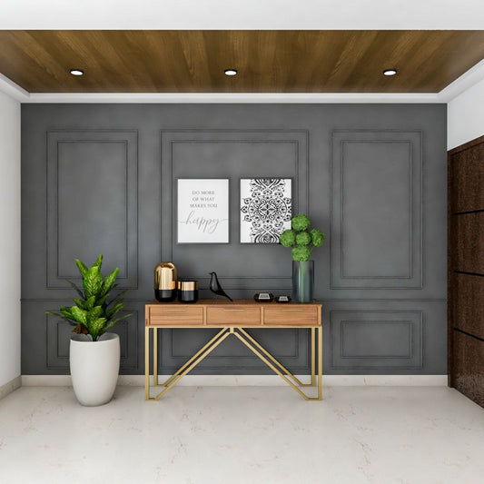BHS Interio Modern Foyer Wall Paneling With Wall Trims & Wall Arts