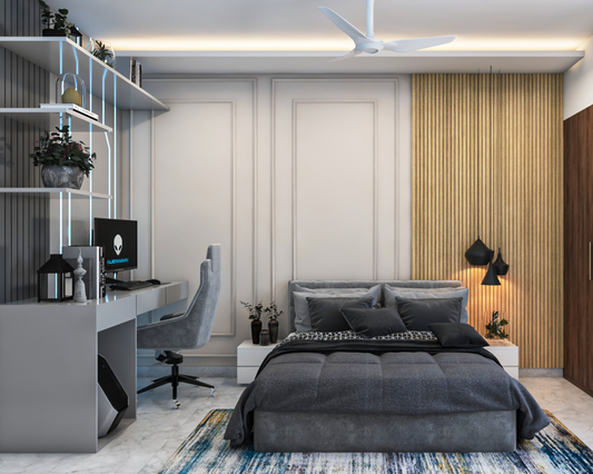 BHS Interio Contemporary Kids Bedroom Wall Paneling With Louvers And Wall Trims
