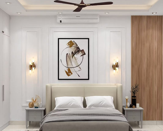 BHS Interio Modern Master Bedroom Wall Paneling with Wall Trims & Louvers