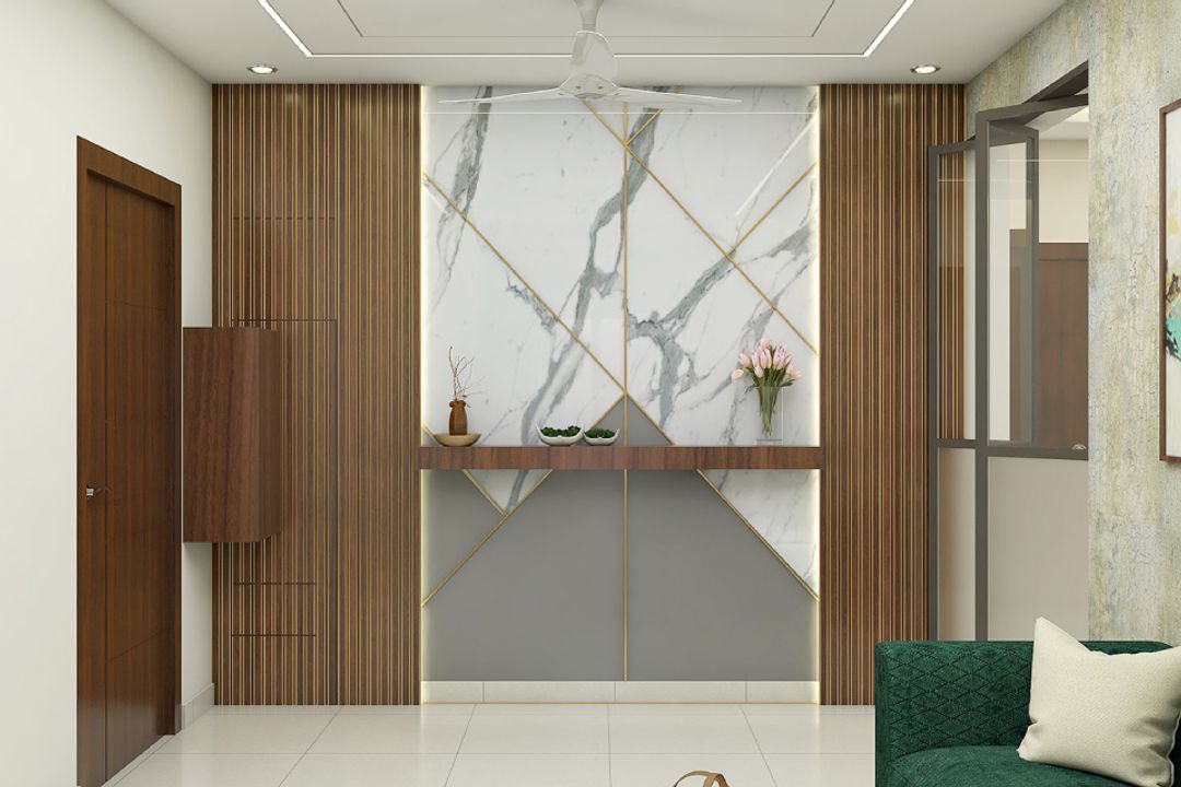 BHS Interio Modern Foyer Wall Paneling With Louvers & Laminate