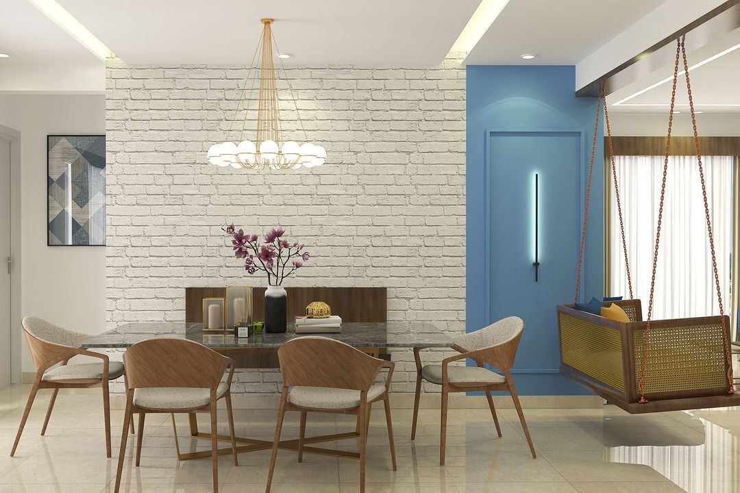 BHS Interio Modern Dining Room Wall Paneling with Wall Trims & Wallpaper