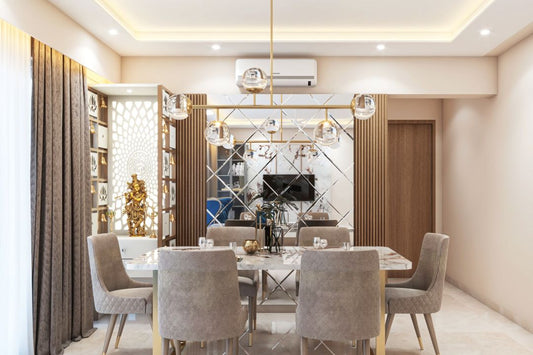 BHS Interio Classic Dining Room Wall Paneling with Louvers & Mosaic Mirror