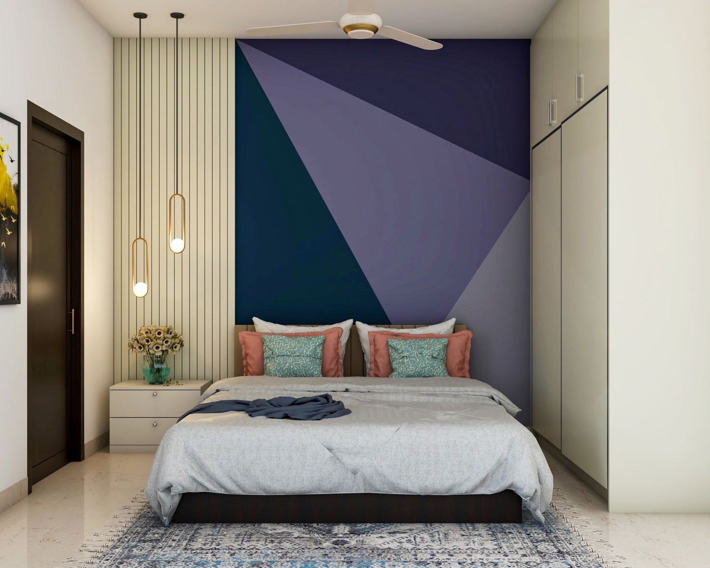 BHS Interio Contemporary Kid’s Bedroom Wall Paneling With Louvers And Wall Paints