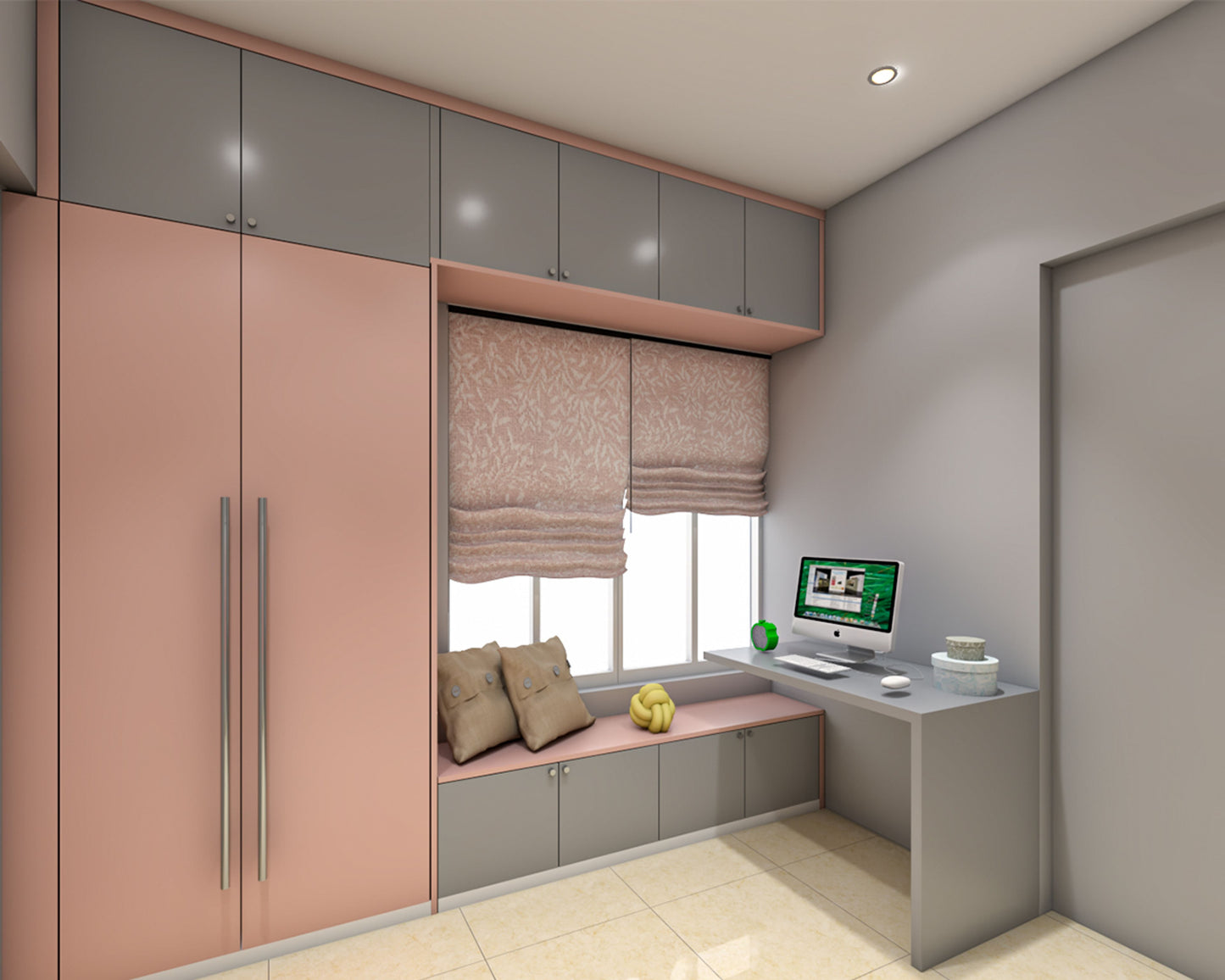 BHS Interio Modern Girls Kids Bedroom Wall Paneling With Cartoon Themed Wallpaper