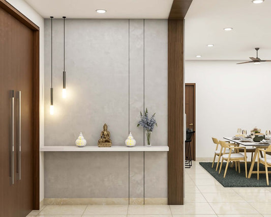 BHS Interio Modern Foyer Wall Paneling With Laminate & Wallpaper