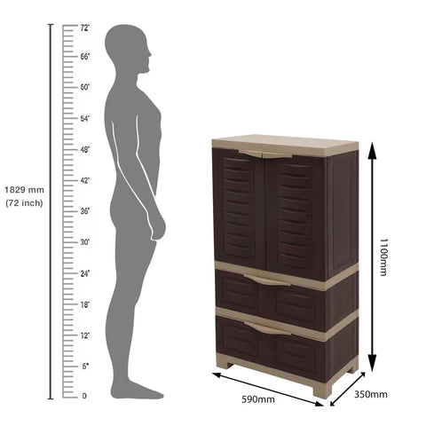 Supreme Fusion 01 BDR 2 Plastic Storage Cabinet ( Brown And Cream )