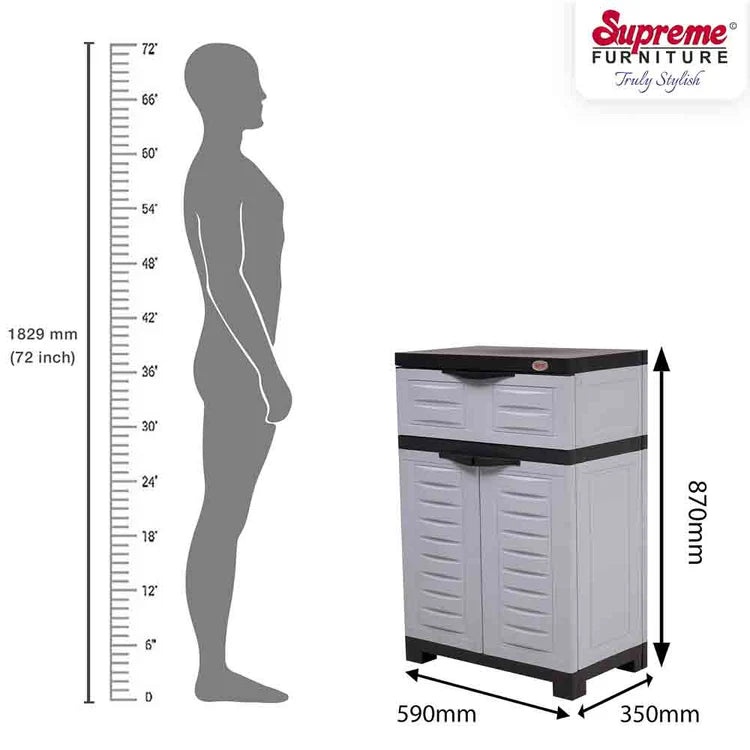 Supreme Fusion 01 TDR 01 Plastic Storage Cabinet ( Grey And Black )