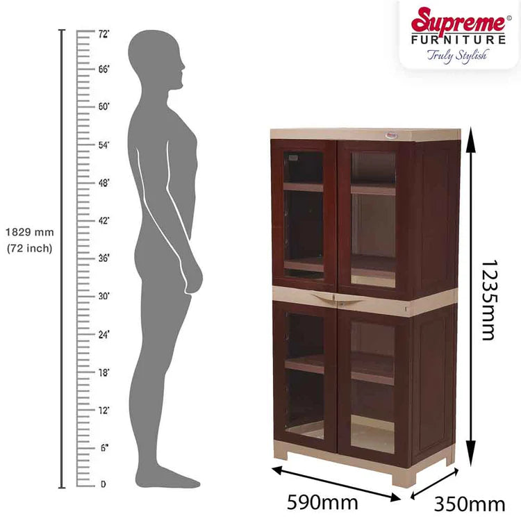 Supreme Fusion 02 FG Plastic Storage Cabinet ( Brown And Cream )