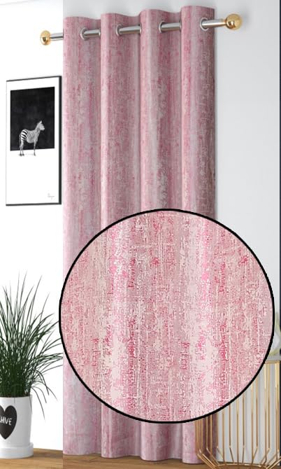BHS interio Premium Customized Printed Blackout Curtain with Lining for Doors & Windows, Pink