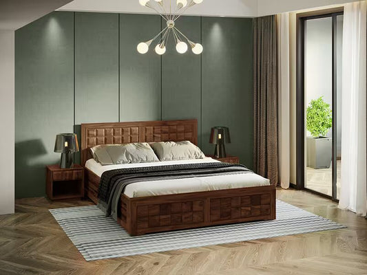 Tetris King Size Sheesham Wood Bed