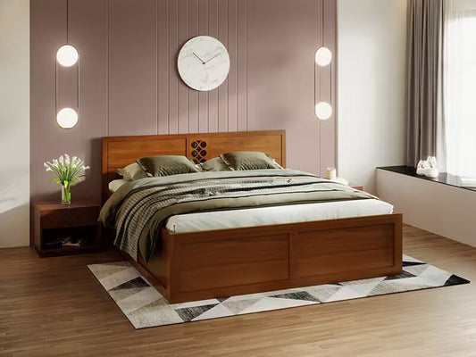 Orbic King Size Acacia Wood Bed