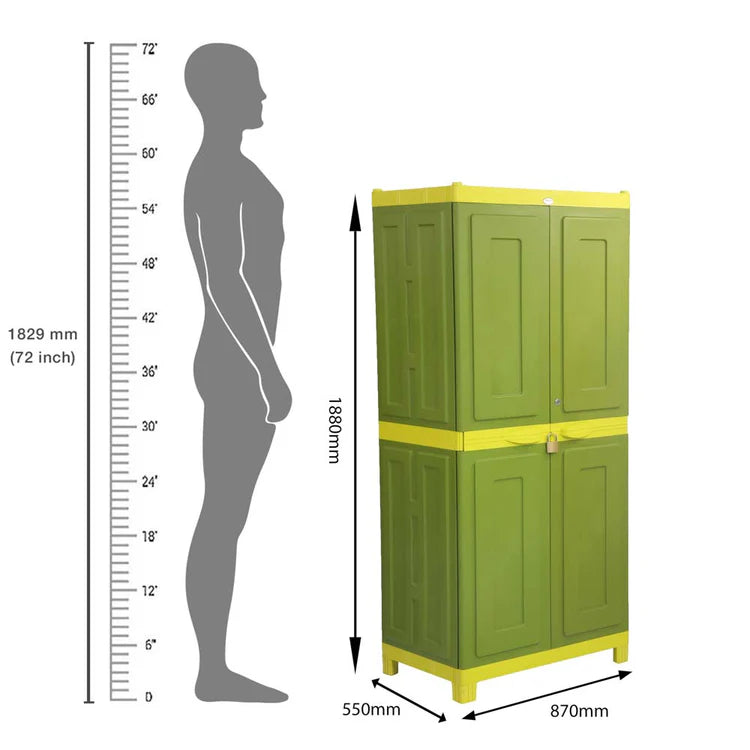 Supreme Symphony Plastic Storage Cabinet ( Green And Yellow )