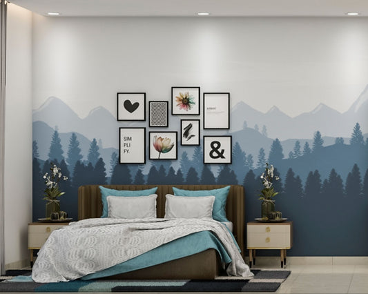 BHS Interio Modern Kid's Bedroom Wall Paneling With Wallpaper And Wall Arts