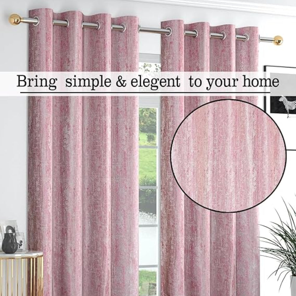 BHS interio Premium Customized Printed Blackout Curtain with Lining for Doors & Windows, Pink