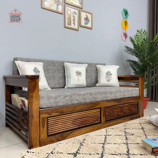 Sofa Cum Bed made with Sheesham Wood – Natural Finish