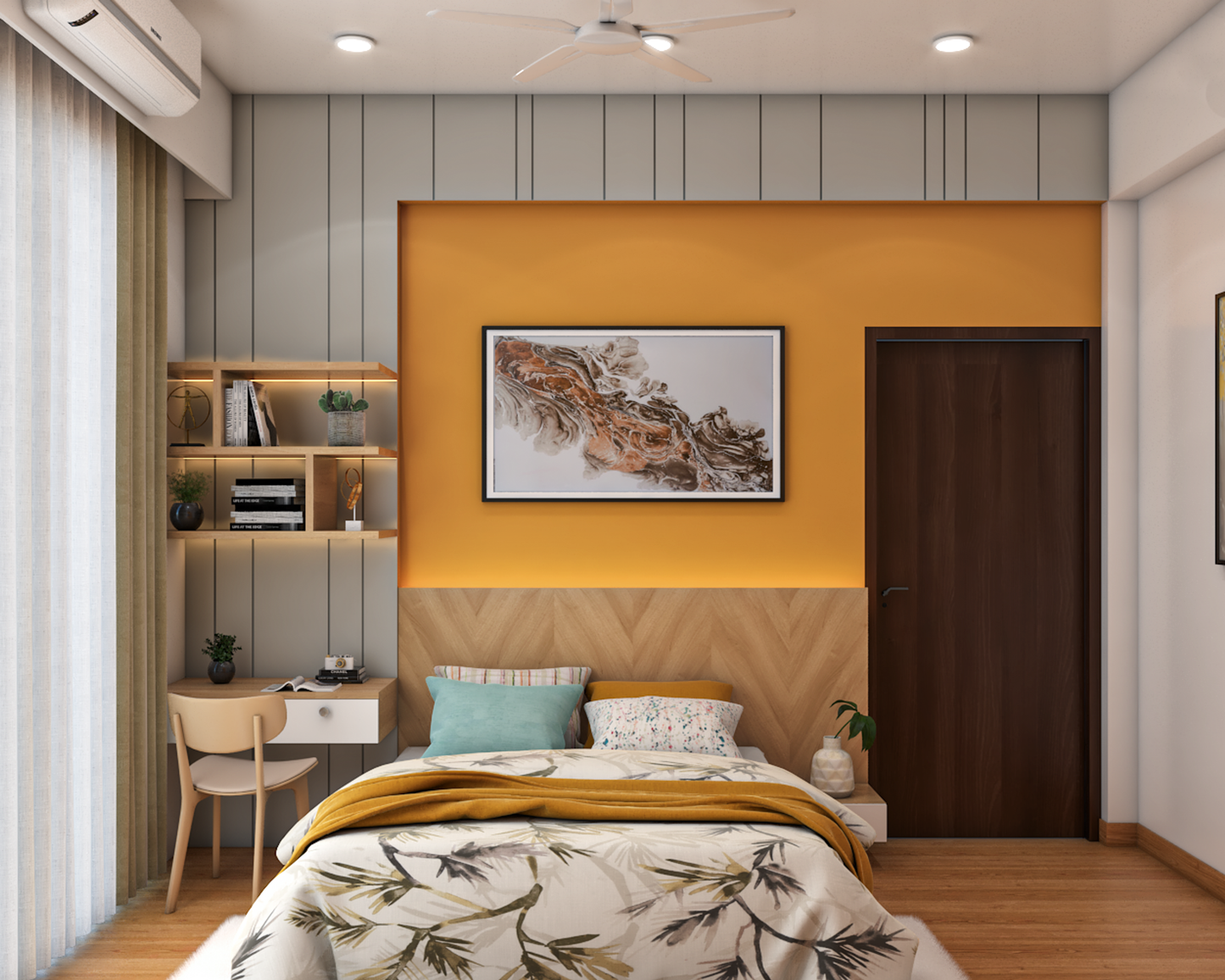 BHS Interio Modern Kids Bedroom Wall Paneling With Wall Paints And Wood Board Paneling