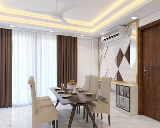 BHS Interio Classic Dining Room Wall Paneling with Mosaic Mirror & Wallpaper