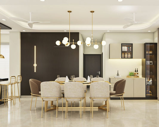 BHS Interio Contemporary Dining Room Wall Paneling with Louvers