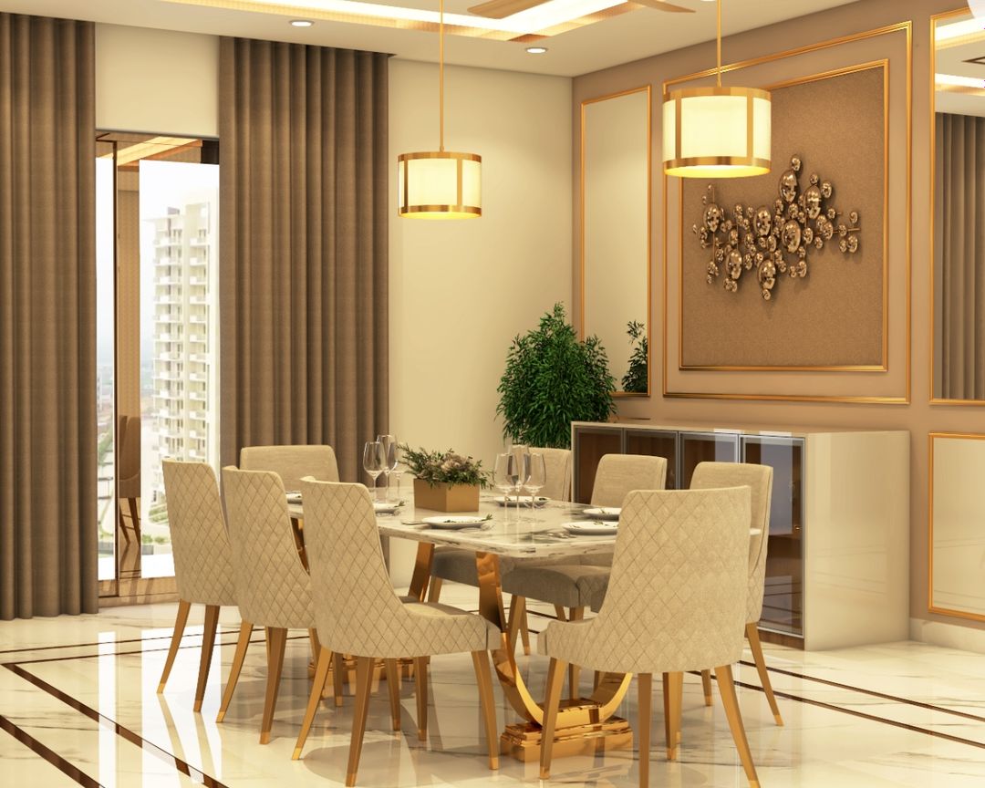 BHS Interio Classic Dining Room Wall Paneling with Wall Trims & Wallpaper