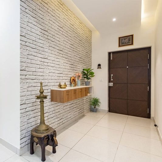 BHS Interio Contemporary Foyer Wall Paneling With Wallpaper