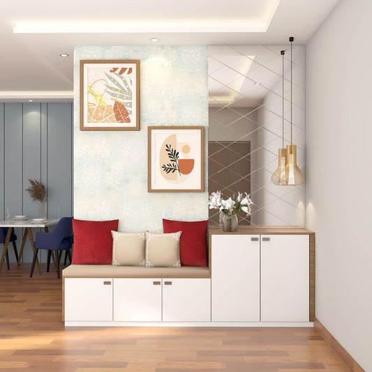 BHS Interio Contemporary Foyer Wall Paneling With Wall Arts & Wallpaper