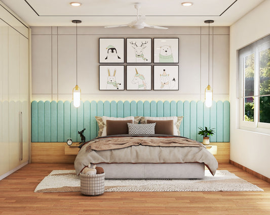 BHS Interio Modern Kids Bedroom Wall Paneling With Cushioning And Wall Arts