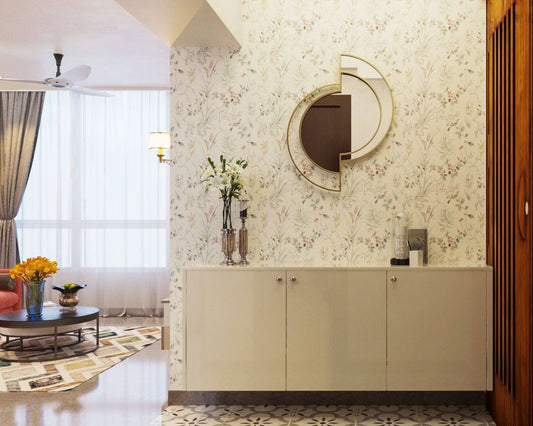 BHS Interio Contemporary Foyer Wall Paneling With Wallpaper