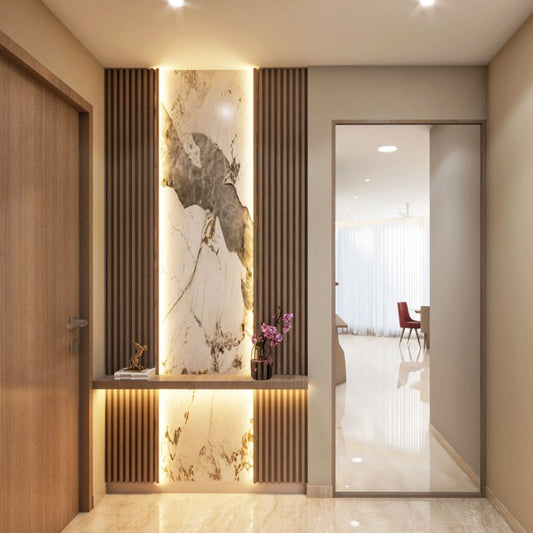 BHS Interio Contemporary Foyer Wall Paneling With Louvers & Laminate