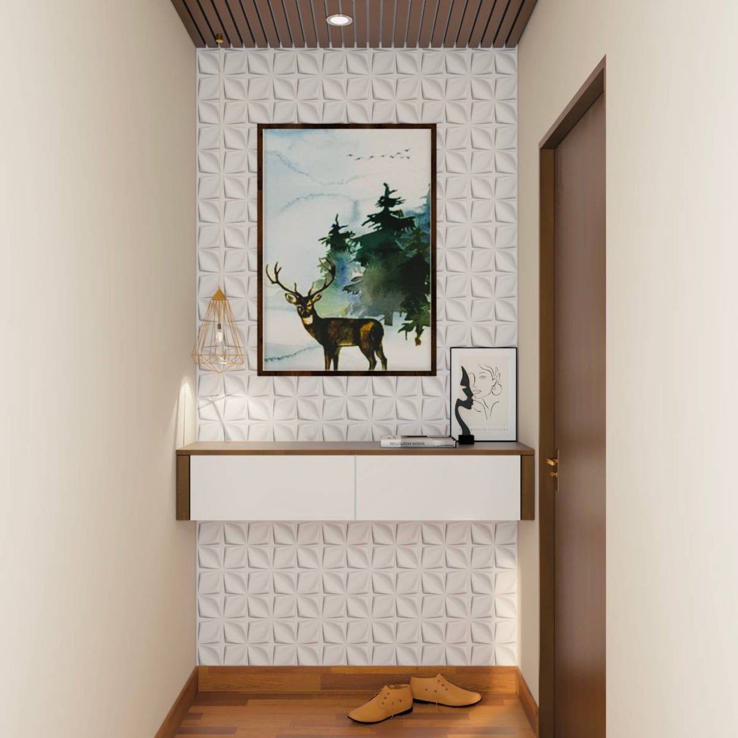 BHS Interio Modern Foyer Wall Paneling With Pvc Hard Panel