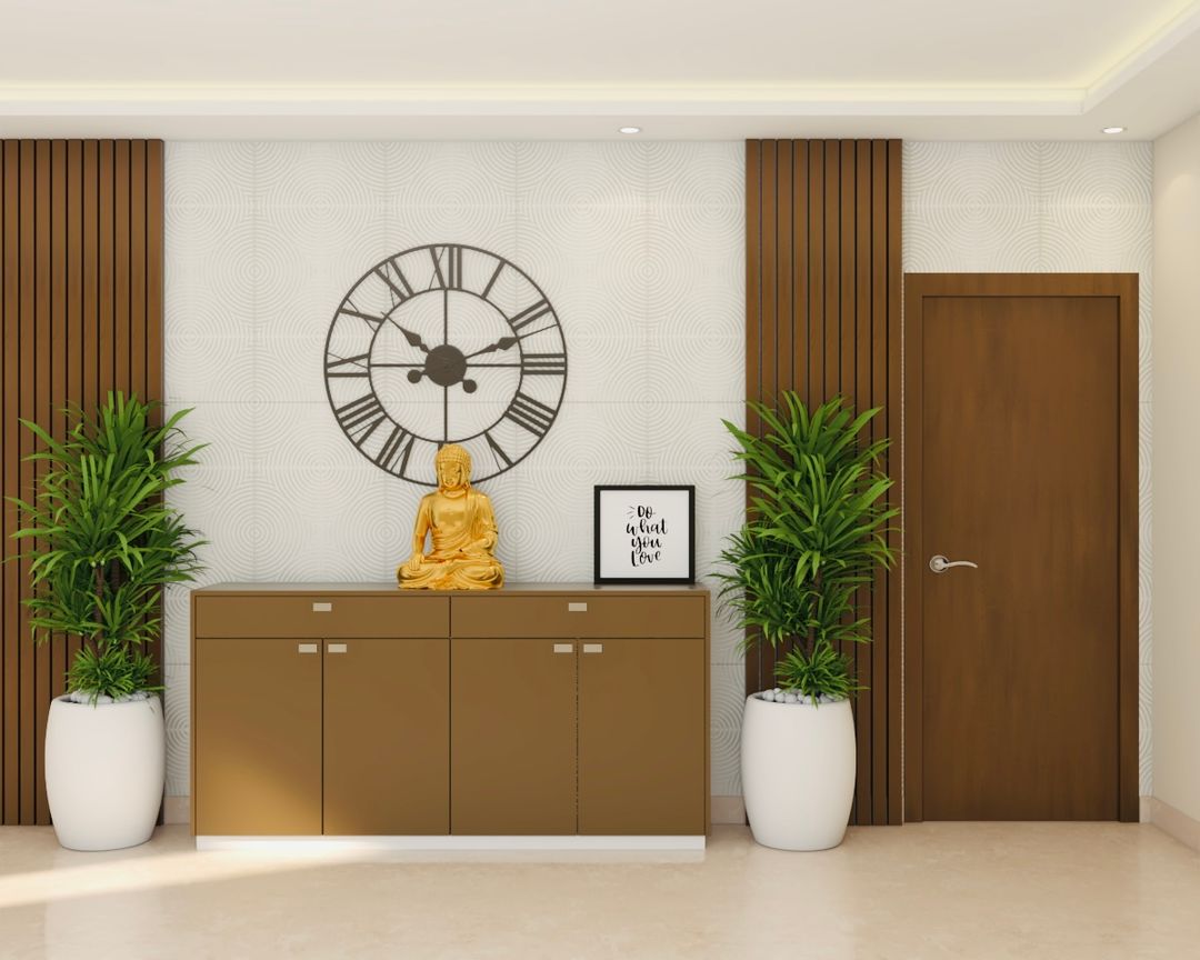 BHS Interio Modern Foyer Wall Paneling With Wallpaper & Louvers