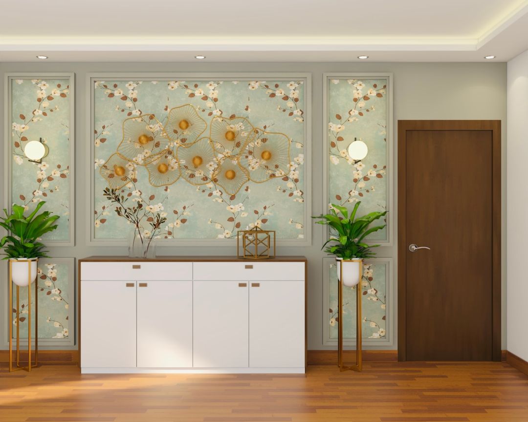 BHS Interio Contemporary Foyer Wall Paneling With Wall Trims & Wallpaper
