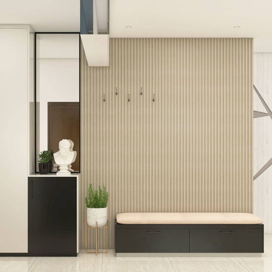 BHS Interio Modern Foyer Wall Paneling With Louvers & Acrylic Mirror