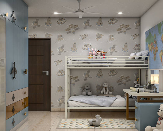 BHS Interio Modern Kids Bedroom Wall Paneling With Wallpaper