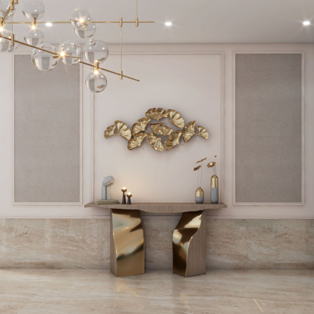BHS Interio Contemporary Foyer Wall Paneling With Wall Trims & Wallpaper
