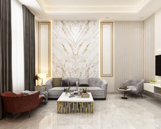 BHS Interio Contemporary Living Room Wall Paneling with Wall Trims & Laminate