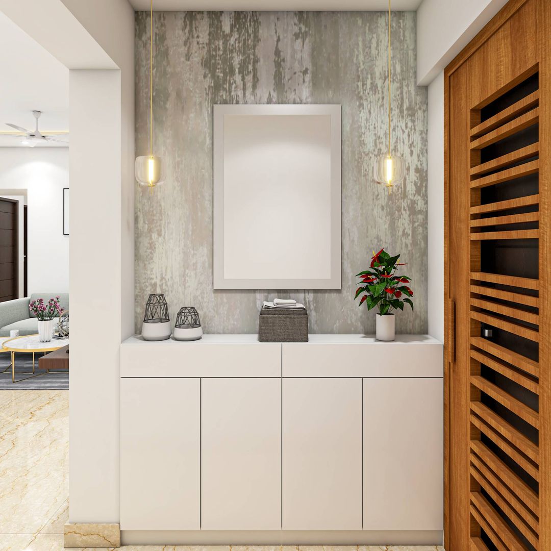 BHS Interio Modern Foyer Wall Paneling With Wallpaper