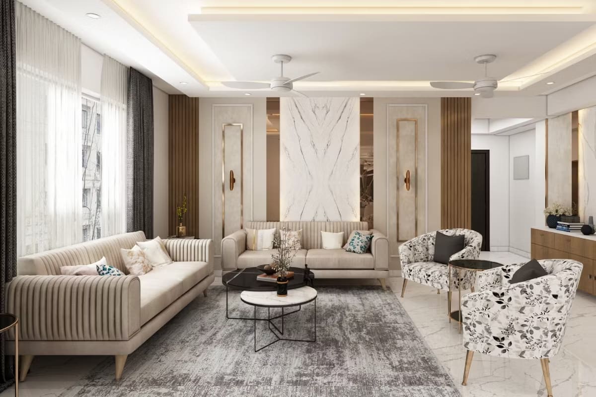 BHS Interio Contemporary Living Room Wall Paneling with Wall Trims & Laminate