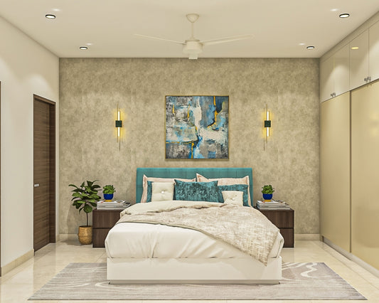 BHS Interio Modern Master Bedroom Wall Paneling With Grey Textured Accent Wallpaper
