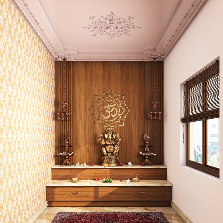 BHS Interio Classic Mandir Wall Paneling With Laminate & Louvers