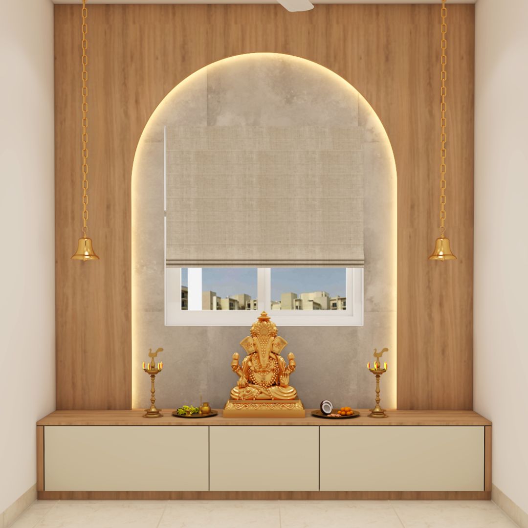 BHS Interio Modern Mandir Wall Paneling With Laminate