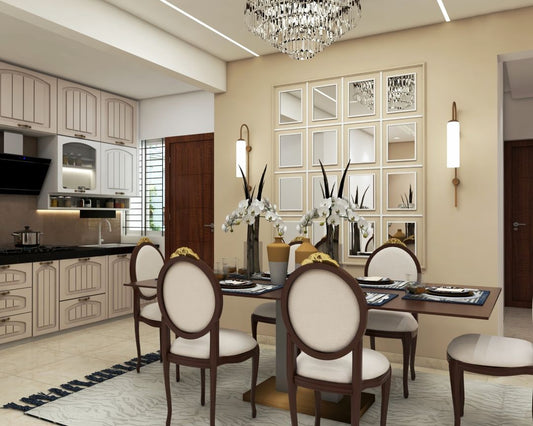 BHS Interio Classic Dining Room Wall Paneling with Wall Trims & Mosaic Mirror