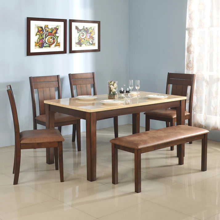 Nilkamal Arnold Marble 1+4+Bench Dining Set