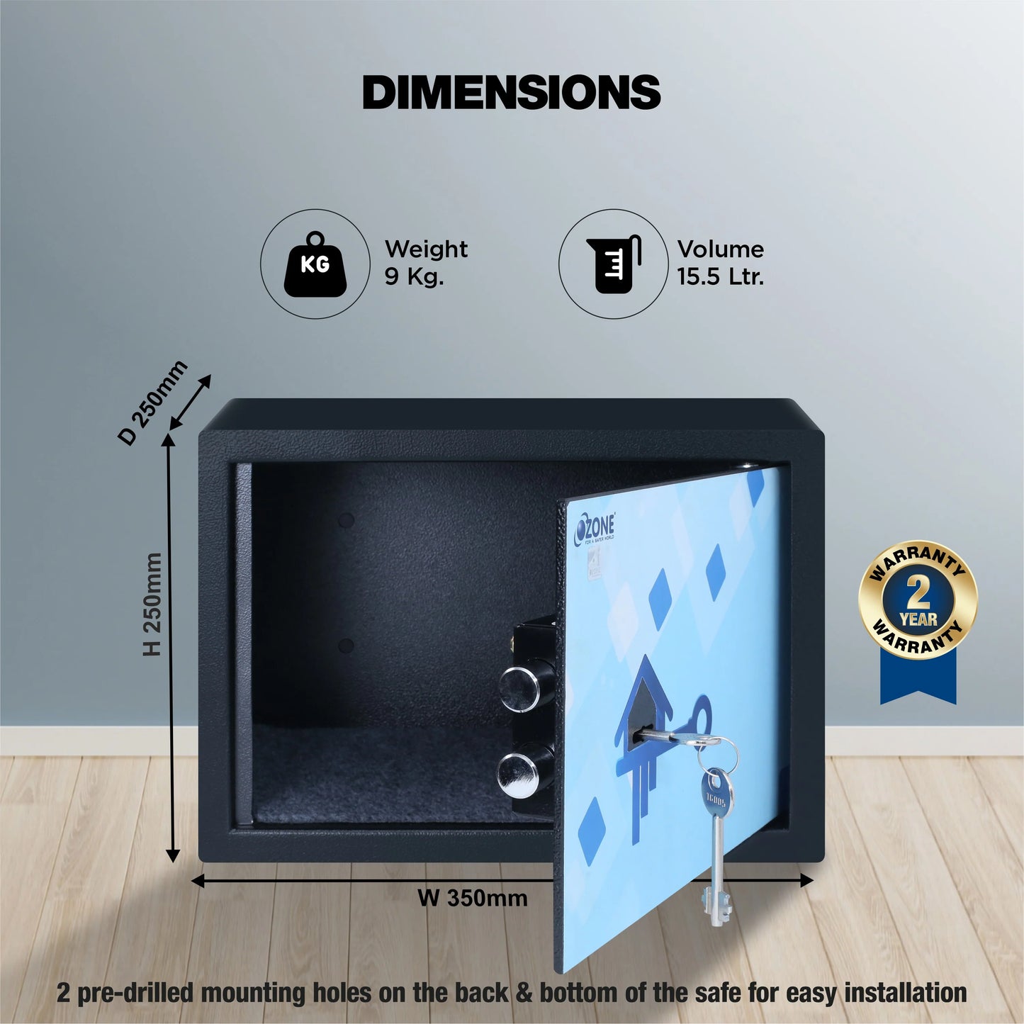 Ozone Convenio Manual- 11 | Mechanical Safe | 15.5 Litres | 9kg