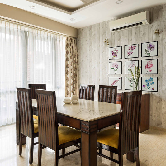 BHS Interio Modern Dining Room Wall Paneling with Wallpaper & Wall Arts