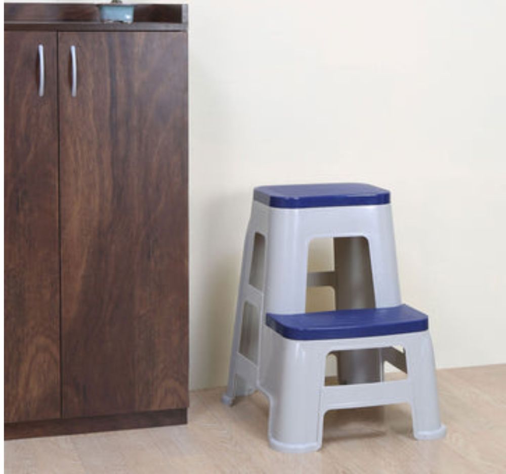 Nilkamal Step Stool 31 (Silk Grey / Cobalt Blue)