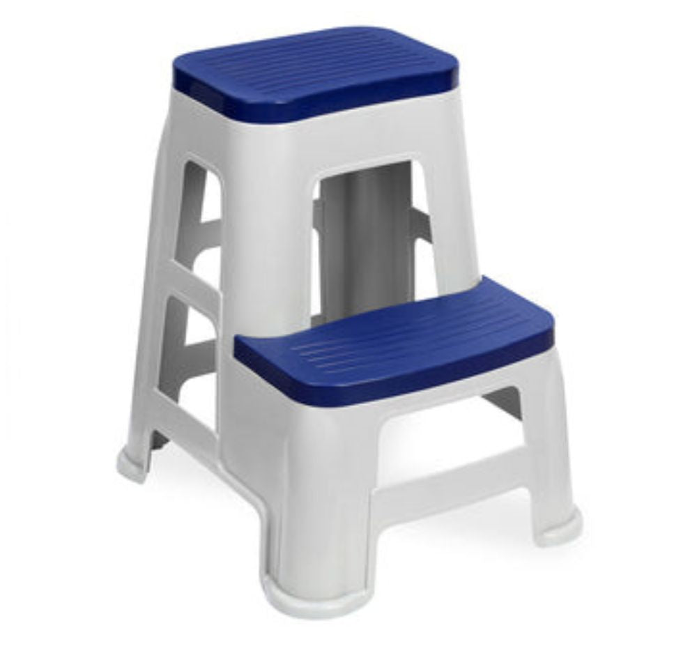 Nilkamal Step Stool 31 (Silk Grey / Cobalt Blue)