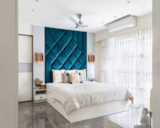 BHS Interio Modern Master Bedroom Wall Paneling With Cushion Headboard