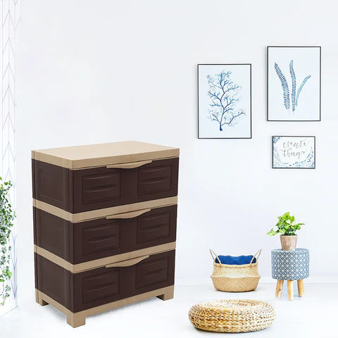 Supreme Fusion DR 03 Plastic Storage Cabinet ( Brown And Cream )