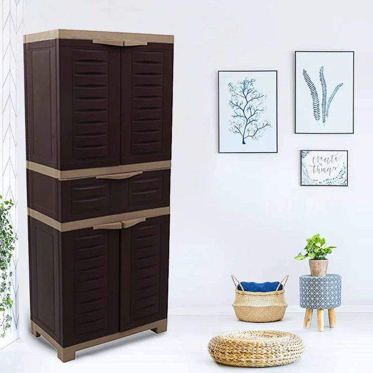 Supreme Fusion 02 MDR 01 Plastic Storage Cabinet ( Brown And Cream )