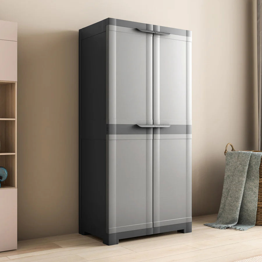 Nilkamal Freedom Large 18 (FMSC18) Shoe Rack Plastic Cabinet (Grey/Charcoal Grey)